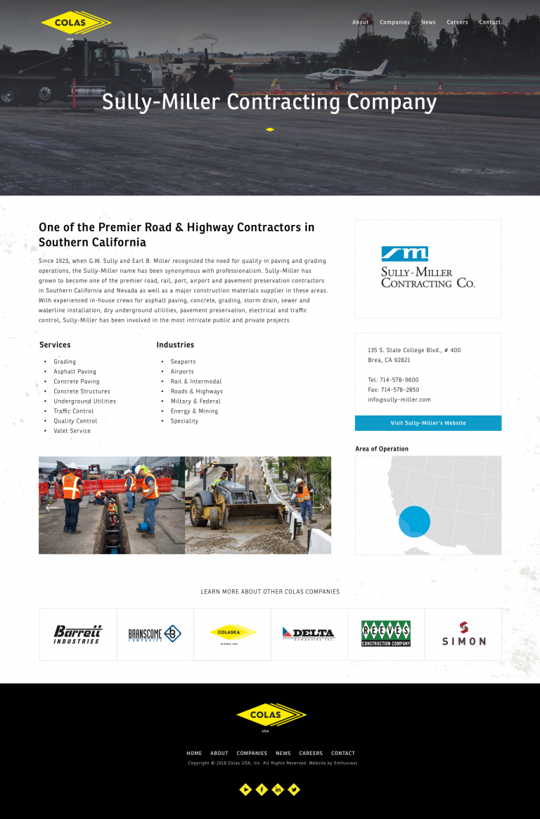 Colas USA - Company Landing Page